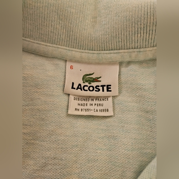 Lacost‎ polo shirt Mint Green Size 6 - Picture 4 of 4